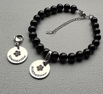 Alzheimer of dementie armband 8 mm edelsteen met bedel op uw maat gemaakt