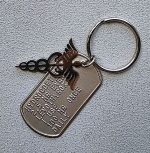 Medische sleutelhanger dogtag met RVS bedel esculaap