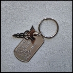Medische sleutelhanger dogtag met RVS bedel esculaap