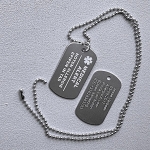 Medische dogtag medical alert 2-zijde gravure