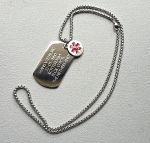 Dogtag gegraveerd medisch RVS incl. ketting 1 of 2 zijde gravure 