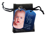 Dogtag met foto en gegraveerde afbeelding geboorte 