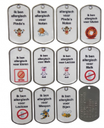 Sos naamplaatje allergie incl. nikkelvrije ketting en silencer