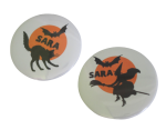 Buttons met naam Halloween groot 7,5cm per stuk diverse design