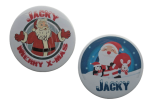 Buttons met naam kerst groot 7,5cm per stuk diverse design 