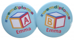 Zwemdiploma button met gegevens 7,5 cm  