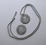 Ketting medisch teken penning RVS 2-zijde gravure incl. nikkelvrije ketting