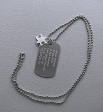 Dogtag gegraveerd met bedel puzzelstukje aluminium 