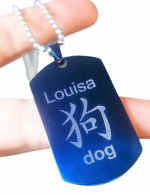 Dogtag RVS 4 kleuren met je chinese sterrenbeeld en naam