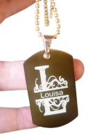 Dogtag gegraveerd RVS met je monogram en naam