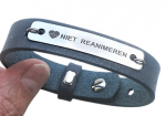 Armband niet reanimeren rundleer Volwassenen maat 18-22 / 15-19 met RVS tag