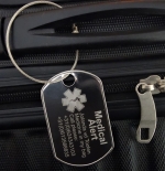 Medische sleutelhanger dogtag Jumbo aan sleutelkabel roestvaststaal