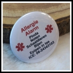 Button allergie alarm veel tekst 5cm of 7,5cm