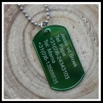 Dogtag gegraveerd aluminium diverse kleuren