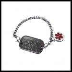 Armband SOS dogtag mini RVS geponst incl. rvs bedel