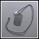 Dogtag gegraveerd met bedel puzzelstukje aluminium 