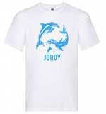 Kinder t-shirt bedrukt met naam en dolfijnen