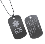 Dogtag medisch teken 2-zijde gravure aluminium hoogglans