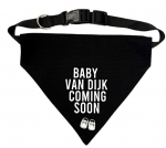Honden bandana bedrukt met baby coming soon en familie naam