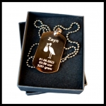 Dogtag gegraveerd met afbeelding geboorte en gegevens RVS