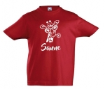 Kinder t-shirt bedrukt met naam en giraf met bril