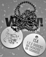 SOS ketting kinderen penning 2-zijde gravure diverse afbeeldingen aluminium