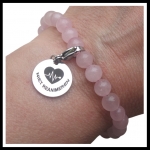 Niet reanimeren armband 8 mm edelsteen met bedel op uw maat gemaakt  