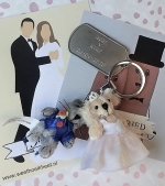 Sleutelhanger dogtag met bruid en bruidegom 