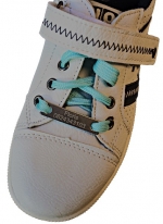 Shoe tag gegraveerd 2 regels RVS met glow in the dark veters