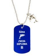 Ketting dogtag gegraveerd met naam en zwemdiploma 