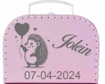 Geboortekoffertje egeltje gepersonaliseerd diverse kleuren   