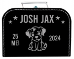 Geboortekoffertje hondje gepersonaliseerd diverse kleuren  