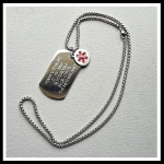 Dogtag gegraveerd medisch RVS incl. ketting 1 of 2 zijde gravure 