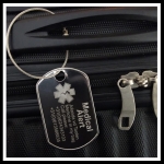 Medische sleutelhanger dogtag Jumbo aan sleutelkabel roestvaststaal