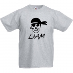 Kinder t-shirt bedrukt met naam en piraat met bandana