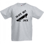 Kinder t-shirt bedrukt met naam en skateboard 