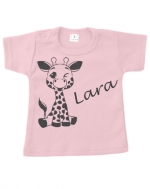 Baby t-shirt bedrukt girafje en naam