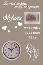 Geboortebord handen met baby 40 x 60 ronde klok 