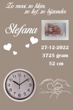 Geboortebord handen met babyhandje 40 x 60 ronde klok  