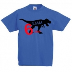 kinder t-shirt verjaardag bedrukt met naam en dinosaurus