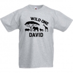Kinder t-shirt bedrukt met naam en wild life