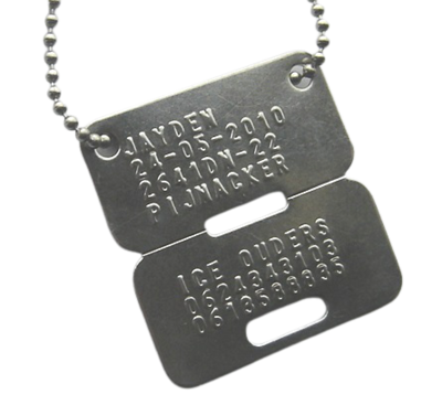 Dogtag kinderen militair klein