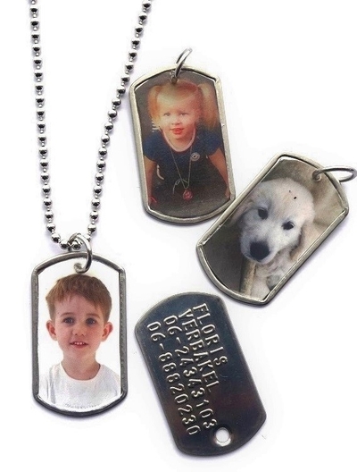 Dogtag met foto mini RVS 