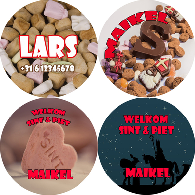 Buttons met naam model Sint of Piet per stuk verschillende designs 5cm