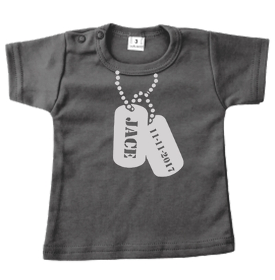 Baby t-shirt bedrukt dogtags