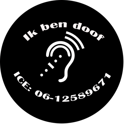Button doof of slechthorend diverse kleuren eigen tekst 5cm of 7,5cm