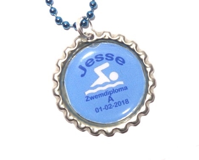 Ketting met naam zwemdiploma jongens 
