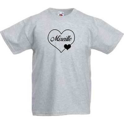 Kinder t-shirt bedrukt met naam in hart 