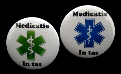 Medische button medicatie in tas of rugzak 5cm