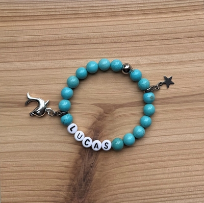 Kindersieraden: jongens armband met naam model "oceaan"